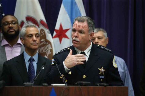 Mayor Rahm Emanuel and then-Chicago Police Supt. Garry McCarthy hold a news conference at Chicago Police Headquarters in Chicago on Tuesday, Nov. 24, 2015. Emanuel later that he has dismissed McCarthy, citing a lack of public trust in police leadership in the wake of the Laquan McDonald shooting. (Nuccio DiNuzzo/Chicago Tribune/TNS)