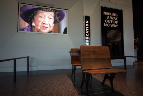 Desks from the Hope School in Pomaria, S.C. are on display at the Smithsonian National Museum of African American History and Culture on Sept. 14, 2016 in Washington, D.C. (Ken Cedeno/McClatchy/TNS)