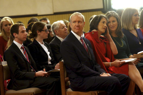 Then-Gov.-elect Bruce Rauner and his wife Diana attend an interfaith prayer service at First Presbyterian Church on Jan. 12, 2015 in Springfield. (Nancy Stone/Chicago Tribune/TNS)