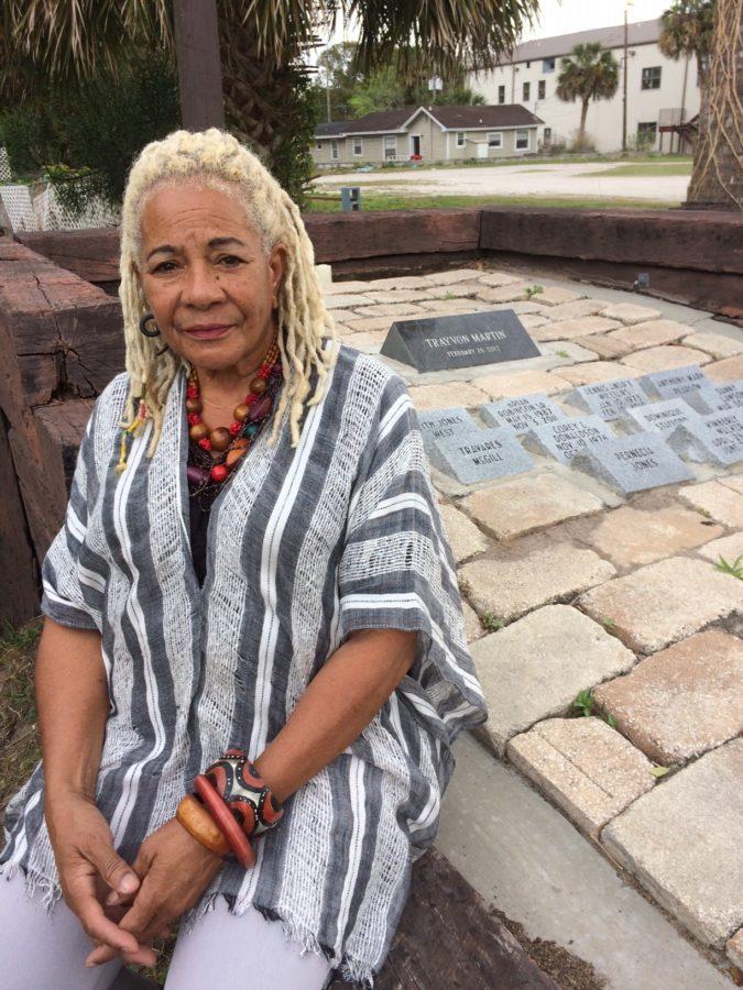 Francis Oliver, 73, a longtime activist in Sanford, Fla.s black community, at the Trayvon Martin memorial, four miles from where the black 17-year-old was shot Feb. 26, 2012. Sanford and Trayvon Martin are still ground zero, she said. (Rene Stutzman/Orlando Sentinel/TNS)