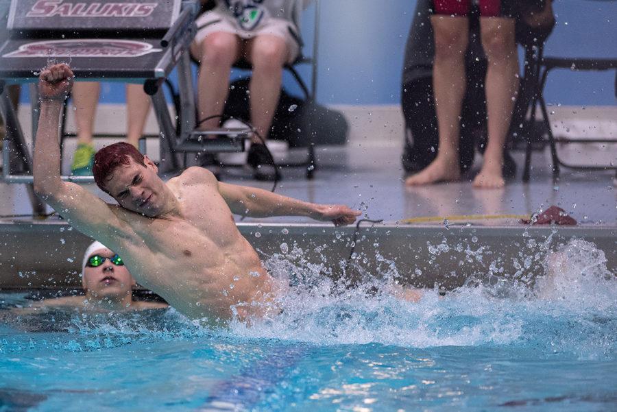 Saluki+senior+Filippo+Dell%E2%80%99Olio+celebrates+after+realizing+that+he+took+first+place+in+the+200-yard+butterfly+on+day+four+of+the+2017+Mid-American+Conference+Men%E2%80%99s+Swimming+%26+Diving+Championship+on+Saturday%2C+March+4%2C+2017%2C+at+Edward+J.+Shea+Natatorium.+Dell%E2%80%99Olio+completed+the+race+with+a+final+time+of+1%3A45.55.+%28Jacob+Wiegand+%7C+%40jawiegandphoto%29%0A