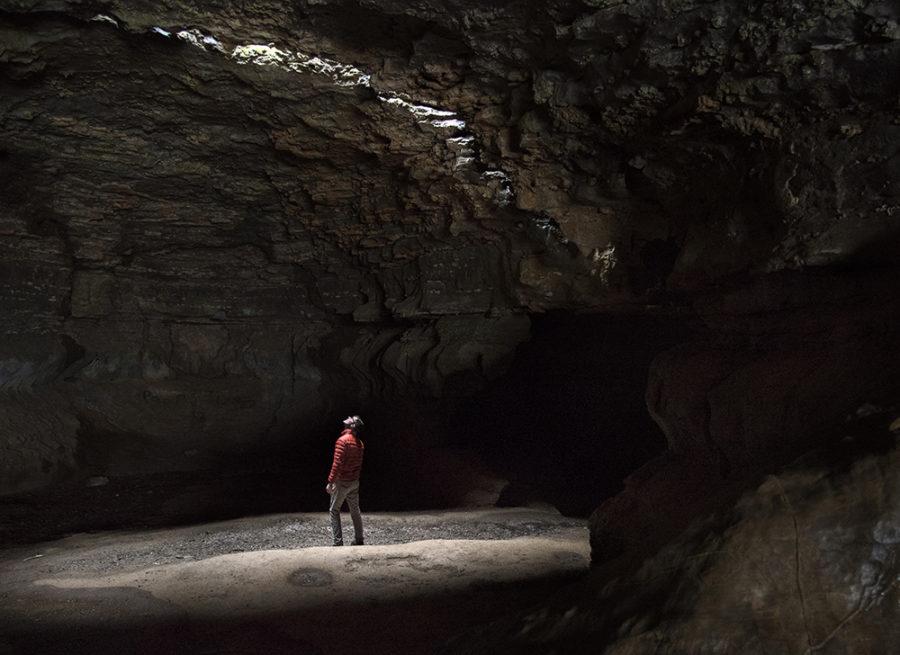 Jack Gebert, 24, of Crystal Lake, gazes up at the light spilling through a shaft inside the famous 55-foot-wide riverside cave on March 17 at Cave-In-Rock State Park by the Ohio River. Gebert traveled to the cave with his 20-year-old brother, Daniel, while the two were on a three-day camping trip in the Shawnee National Forest. It was the brothers’ first time at the state park. “This place is really impressive,” Gebert said. “Obviously, there are pictures on the internet of the cave, but actually being in it is just so awesome.”