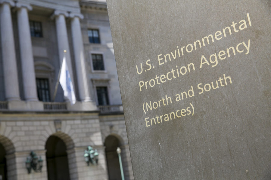 A logo sign outside of the headquarters of the United States Environmental Protection Agency on April 2, 2017 in downtown Washington, D.C. (Kristoffer Tripplaar/Sipa USA/TNS)