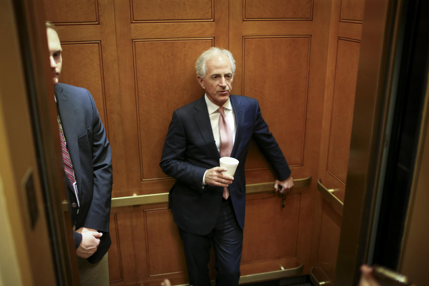 Sen. Bob Corker (R-Tenn.) arrives to the U.S. Capitol Building to vote on the health care bill on July 26, 2017 in Washington, D.C. (Oliver Contreras/Sipa USA/TNS)