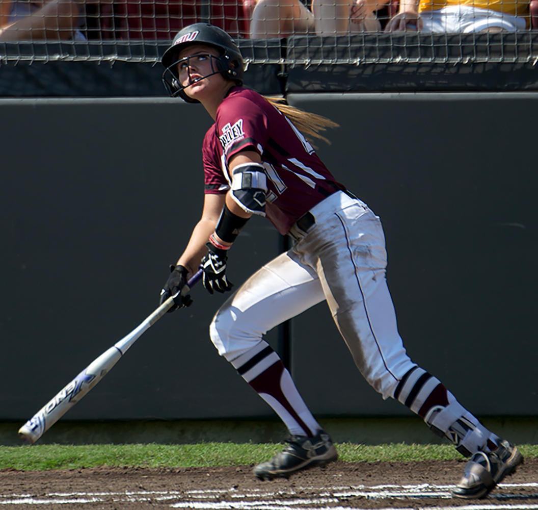 Sophomore infielder Maddy Vermejan watches the ball Saturday, Sept. 23, 2017, during the Salukis win against Lake Land College at Charlotte West Stadium. (Mary Newman | @MaryNewmanDE)