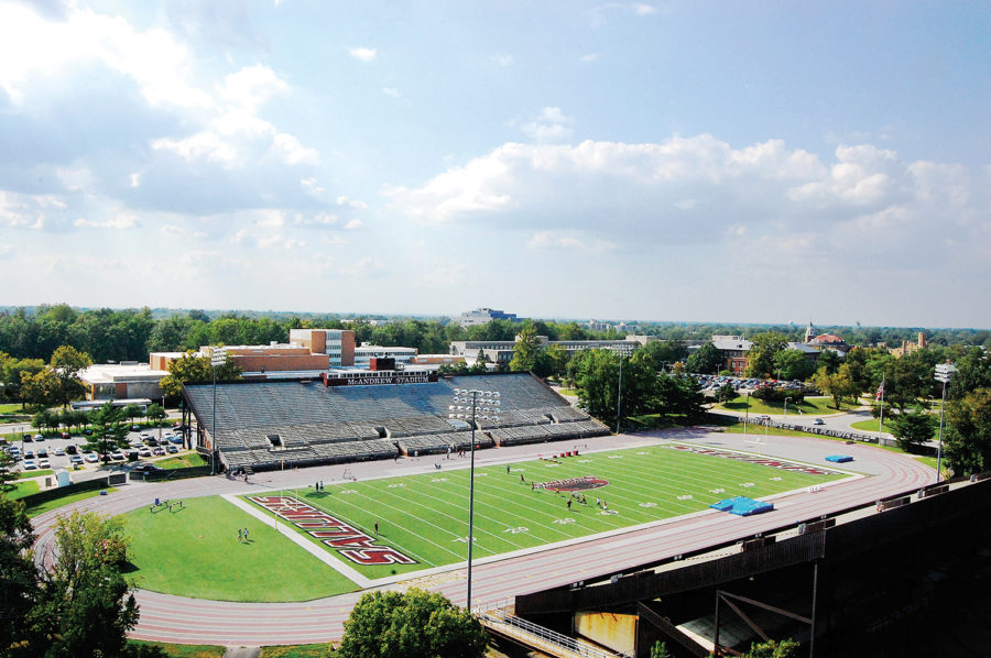 McAndrew Stadium, the former home of SIU football, torn down after the 2009 season. The last Homecoming meeting between SIU and ISU took place here on Oct. 10, 2009, with the Salukis winning 43-23.