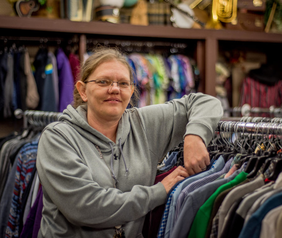 Jennifer Johnson, of Murphysboro, poses for a portrait Monday, Jan. 23, 2018, at The Thrift Shop in Carbondale. The Thrift Shop, where Johnson serves as store manager, provides items for the publics purchase but also assists the community in providing clothing and household goods to those in need. I can not see myself doing anything else, Johnson said. My favorite part is helping people – I know our mission [is] to provide clothing and goods to the community in need. (Reagan Gavin | @RGavin_DE)