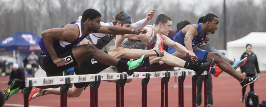 Flight one of Mens 110m Hurdles Saturday, March 24, 2018 during the Bill Cornell Spring Classic at the Lew Hertzog Track and Field complex. (Corrin Hunt | @CorrinIHunt)