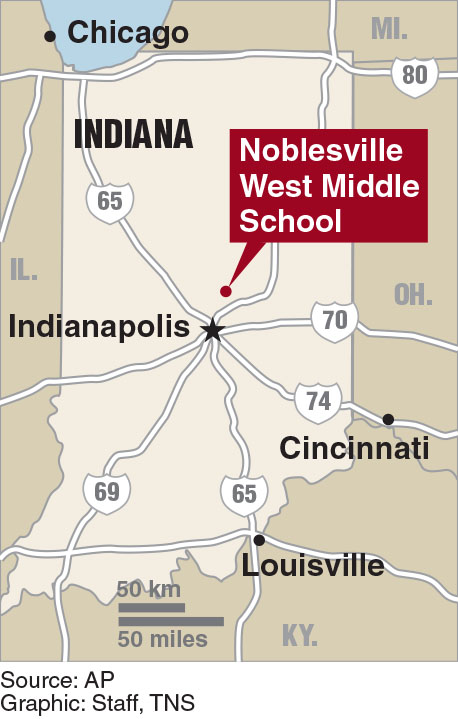 Map locating site of school shooting in Noblesville, Indiana
