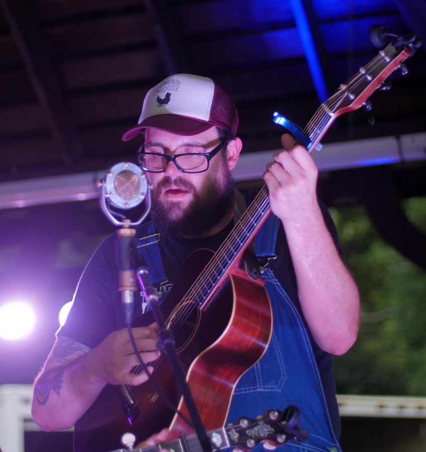 Sean Geil of The Tillers, performs Thursday, June 21, 2018, during the second Sunset Concert of 2018 at Lenus Turley park in Carbondale. (Nick Knappenburger)