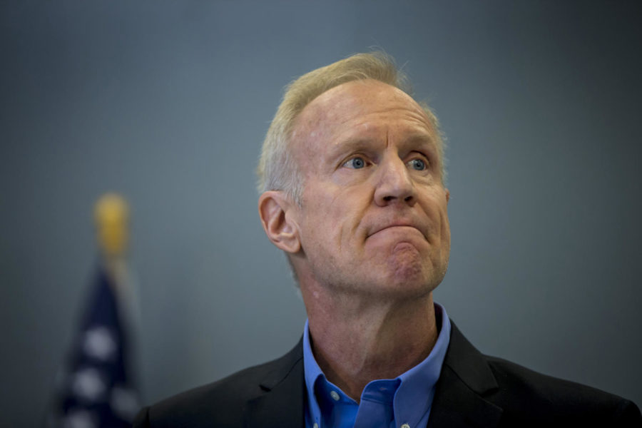 Illinois Gov. Bruce Rauner attends a bill signing on Thursday, Aug. 24, 2017 at the Safer Foundation North Lawndale Adult Transition Center. (Brian Cassella/Chicago Tribune/TNS)