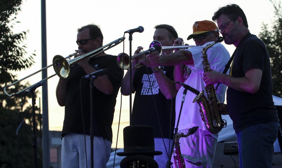 Larry Daley, Kieth Huffman, D. Ward, and Klaus Bank perform, Thursday, July 12, 2018, at the Jungle Dogs concert at the Conrner of Route 13 and Washington Street for the Sunset Summer Concert Series.(Nick Knappenburger)