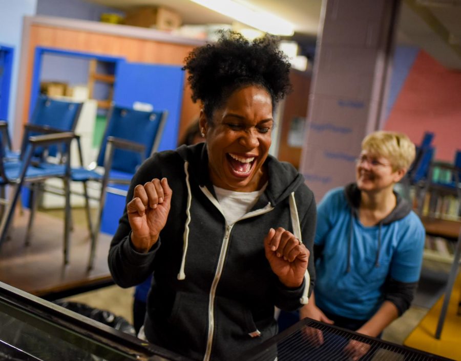Juliana Stratton, Illinois Lt.Governor-elect, reacts after feeding a bearded dragon on Saturday, Jan. 12, 2019, during a community event at the Boys & Girls Club in Carbondale, Illinois. The event kicked off a statewide day of service held by Pritzker-Stratton Inaugural Committee. 