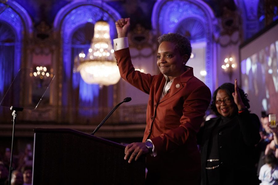 Lori Lightfoot appears at an election night party at the the Hilton Chicago hotel on Tuesday April 2, 2019, in Chicago.
