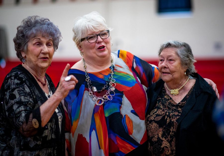 Joann Toler, Christine Brewer and June Morgan sing together at Shawnee High School on April 11, 2019 at Grand Tower, Il. Toler and Morgan stand in a trio called the Shawnee Trio with Brewer’s mother. The three singers went to high school together.