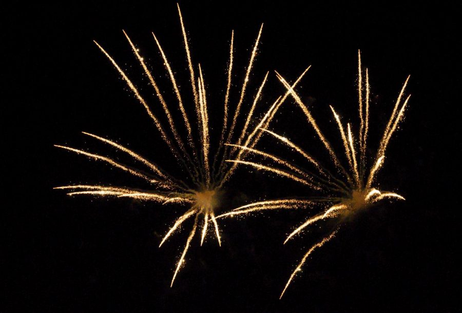 Fireworks go off on Thursday, July 4th, 2019, during the fireworks display at the Banterra Center parking lot in Carbondale, Illinois. 