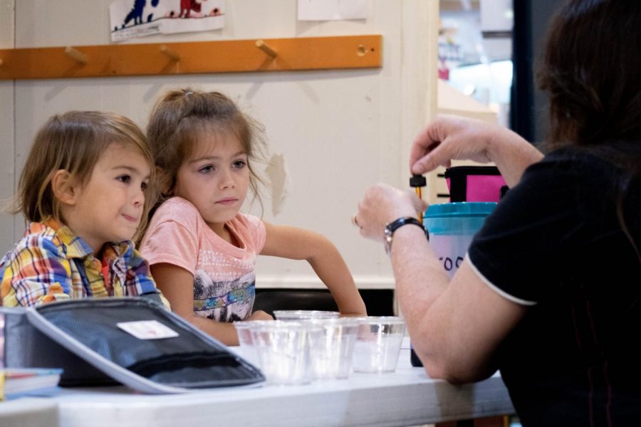 Graham, age 4, and Audry, age 7, learning about the properties of water at The Science Centers new home school camp on Friday September, 27, 2019.