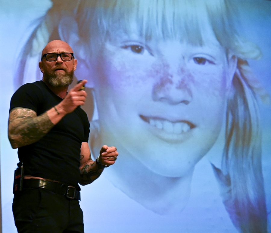 Adult film actor Buck Angel speaks about his struggles as a trans man during the 70s and 80s on Wednesday, Oct. 30, 2019 inside the Student Center. Southern Illinois University invited Angel to be a keynote speaker for LGBTQ+ Month.