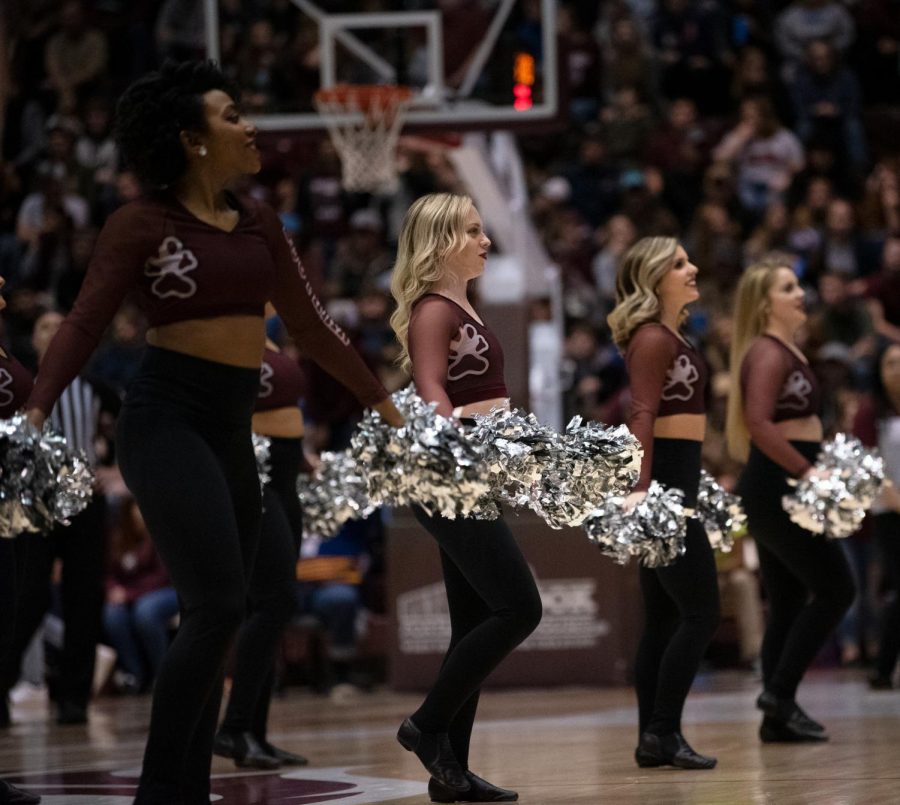 Southern Illinois Salukis face off against the Evansville Purple Aces during the mens basketball game at the SIU Banterra Canter. The game ended 53 to 70 with SIU taking the win on Thursday night, February 20, 2020.