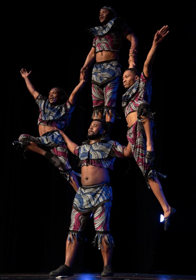 The Zuzu Acrobats performing at SIUs Shryock Auditorium for the Black History Month kickoff on Monday, Feb. 3.
