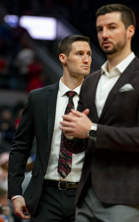 SIU head coach Bryan Mullins prepares for his first Arch Madness appearance as a head coach on Friday, Mar. 6, 2020 at the Enterprise Center in St. Louis. 