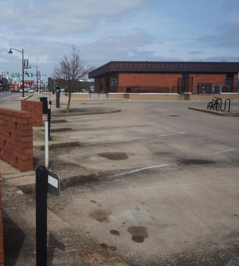 The Carbondale Amtrak Stations parking lot stands empty on Tuesday, March 17.