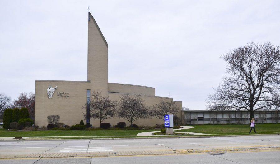 Our Lady of Ransom Catholic Church in Niles, Illinois is uncrowded on Easter Sunday during Illinois’s stay at home order. The church recommended parishioners to view the Archdiocese of Chicago’s taping either online or on WLS-TV. 