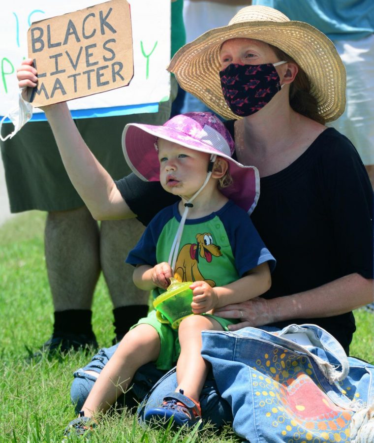 Russell Pirann and Adriane Koontz, rallying for the Black Lives Matter movement at the Peace and Justice monthly vigil held by the Peace Coalition of Southern Illinois, Saturday, June 6, 2020, Carbondale, ILL. 