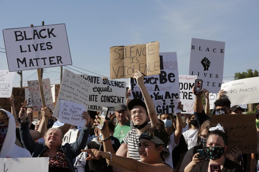 Black Lives Matter demonstrators visit the town of Anna, Illinois, Thursday, June 4, 2020.
