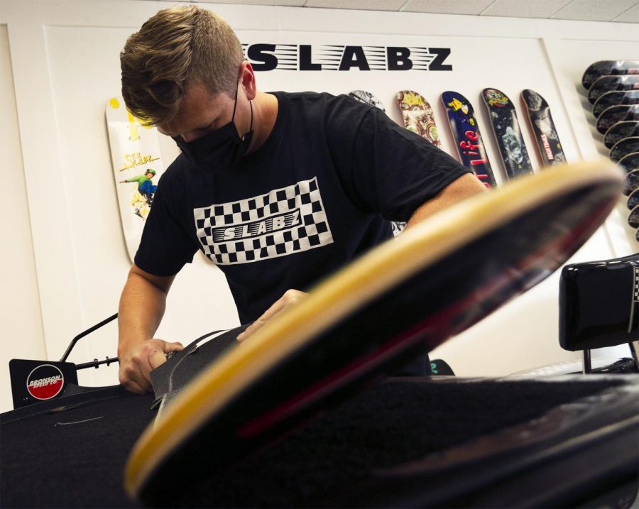 Located at 606 South Illinois Avenue, Slabz is a brand-new skate shop in Carbondale and is the newest edition the strip has to offer. They offer a variety of services and products related to the skating hobby, big smiles, and friendly advice. Owner of Slabz, Austin Sears (pictured) is an avid skating enthusiast experienced with skateboard repairs and modifications. Slabz offers their services Monday-Friday from 10am-6pm, and on Saturdays from 10am-2pm. 
Sept. 9, 2020.