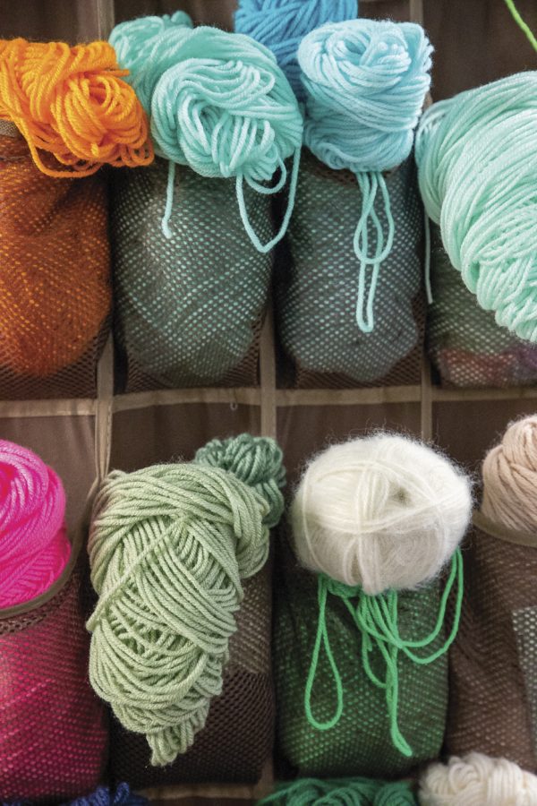 The Marion Carnegie Library features a door full of yarn during Teen Craft Night on Aug. 26, 2020.