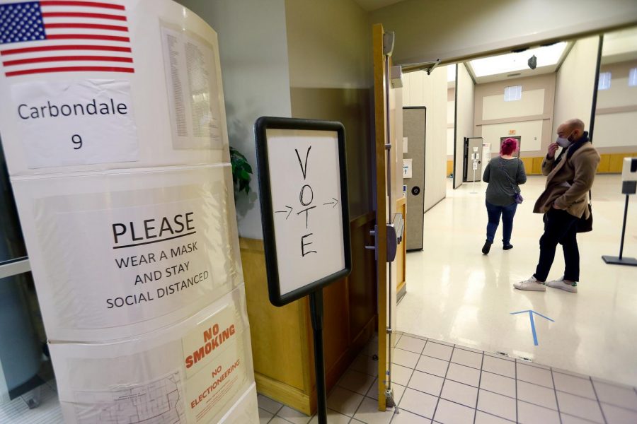 Voters are set to cast their ballots at the Carbondale Civic Center in Carbondale, Ill., on election day, Tuesday, Nov. 3, 2020.