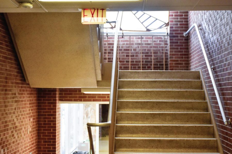 Each SIU building is equipped with emergency exits that are labeled with exit signs Wednesday, Jan. 20, 2020 in Quigley Hall, Department of Architecture First Floor Carbondale, Ill. 