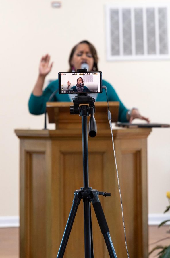 Neophansya Robinson, First Lady of Zion Temple COGIC, leads the church in a prayer hosted over Facebook Live Sunday, Feb. 8, 2021, at Zion Temple COGIC church in Murphysboro, Ill. We do Facebook, were starting to have a YouTube presence, Pastor Robinson said. I will be honest, I have a lot to learn as it relates to the social media aspect, but were thankful for some of the younger members that are up to date with some of the policies and how to go about making a larger social media presence, so thankfully, weve had Facebook and YouTube and there are some other vehicles that we are going to be looking into as well just to try and expand our reach as much as possible. Leah Sutton | @leahsuttonphotography