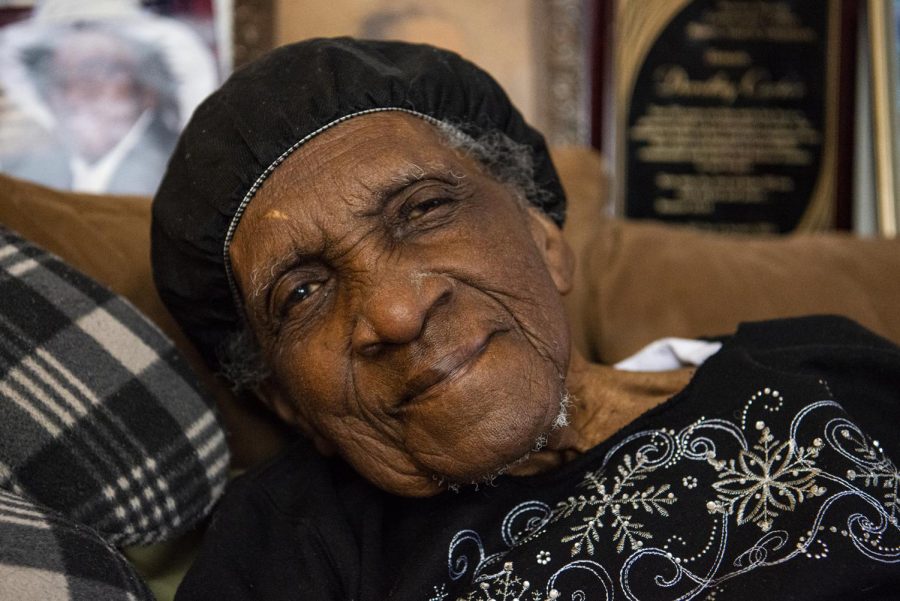 Dorothy Carter sits for portrait on Feb. 12 at her home in Marion, Ill. Born Jan. 25, 1918, Carter celebrated her 103rd birthday. She has lived in southern Illinois most of her life and has seen the area’s attitude towards race change during her time. “It’s much better now. We’re all mixed together now,” Carter said. “From thinking way back when we wasn’t allowed to associate together, now we are all friends together. We are all socialized together, we go to school together, it’s much different than it used to be years ago. It’s a pleasure to know that we all can get along in this world together. It’s more fun now than it used to be.” 
