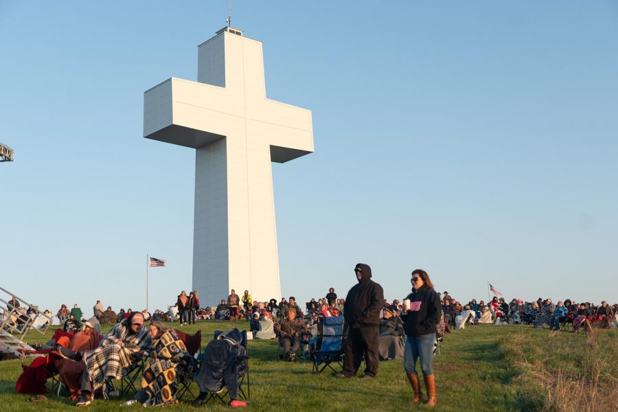 Over 2000 people attend the Easter Day Sunrise Service  at Bald Knob Cross on Sunday, April 4, 2021 in Alto Pass, Ill. The service started at 6.30 a.m. and ended at 8 a.m.