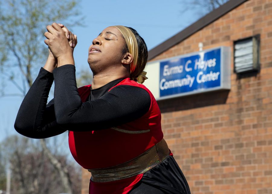 Tomesha Kalfus dances during the Get Out the Vote Rally at the Eurma Hayes Community Center in Carbondale, Ill. April 3, 2021. The rally was held to help raise awareness for the upcoming general election in Carbondale and to encourage people from a low voter turnout area to get to the polls on Tuesday. I like what [Sanders] is doing, Kalfus said. Not just with her voice, but with action.