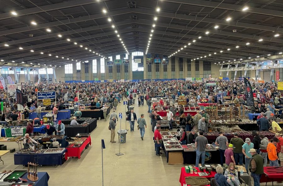 An aerial view taken from the world’s largest gun show, the Wanenmacher’s Tulsa Arms Show. The show was a two day event and took place on April 10 and 11 at Expo Square in Tulsa, Okla. More than 25,000 people participated in the show. 