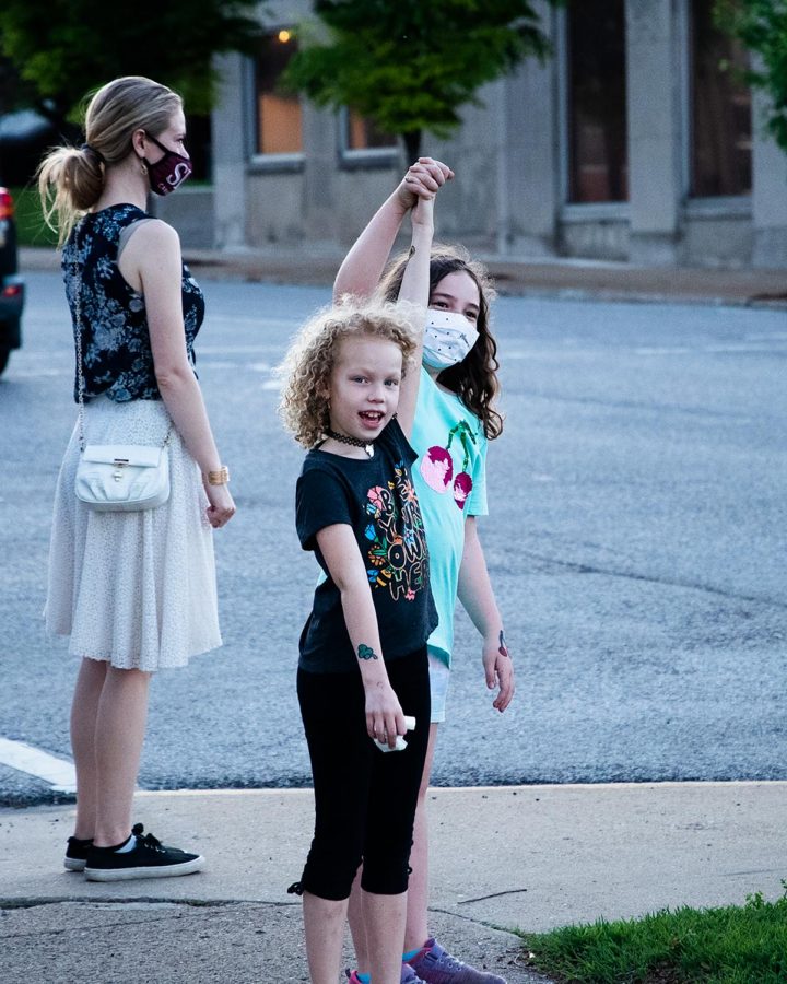 Children participate during the event of the stand with survivors of sexual violence on Friday, April 30, 2021, at Carbondale City Pavillion in Carbondale, Ill.