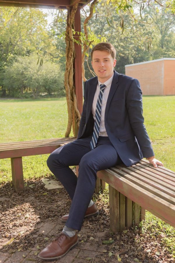 Brandon Goede poses for a photo Oct. 9, 2021 at the Agriculture Building at SIU in Carbondale, Ill. “I really wanted to be a part of this piece of the history of SIU and be able to say, ‘Hey this is something I did in my time here. This is where I made my mark,’” Goede said.
