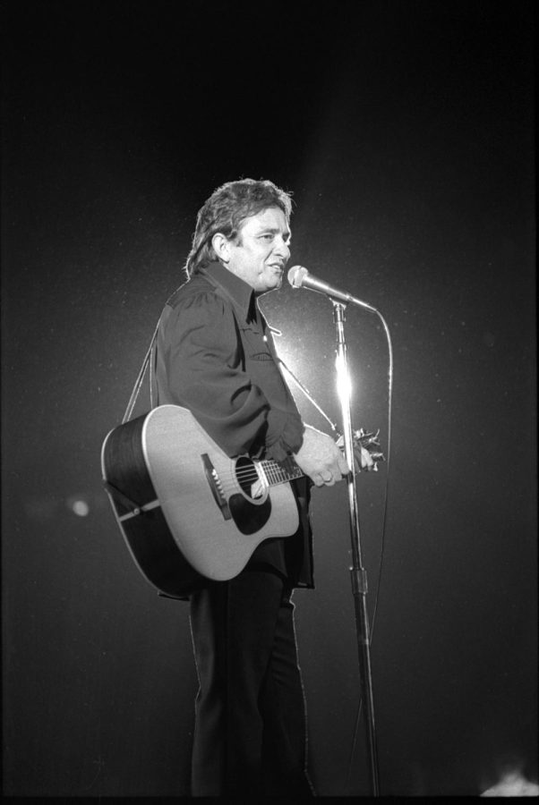 Johnny Cash performs at the SIU Arena Oct. 22, 1971 in Carbondale, Ill.  