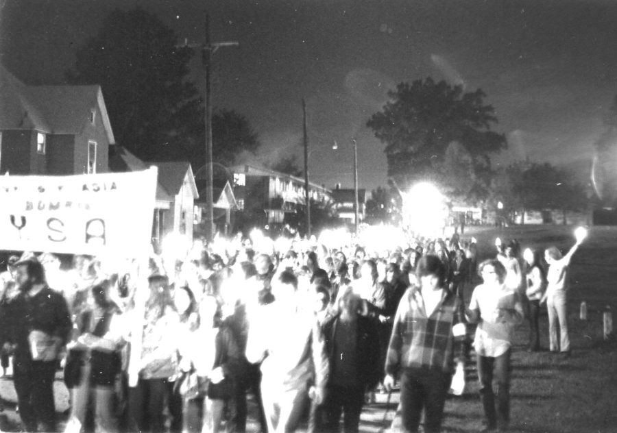 Students march against the Vietnam War after the invasion of Cambodia in the fall of 1971 in Carbondale, Ill. 