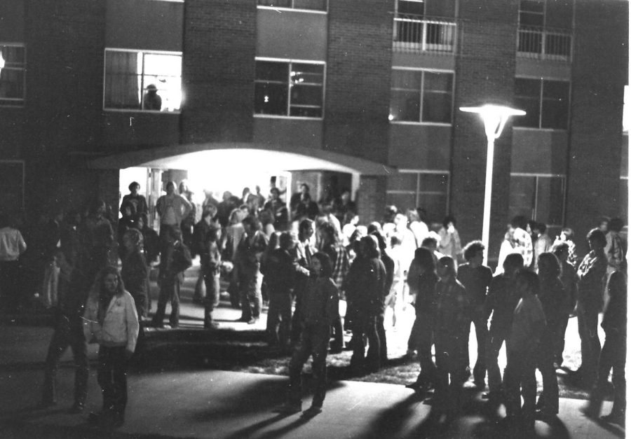 Students stand at the protest against the Vietnam War during the fall of 1971 in Carbondale, Ill. 