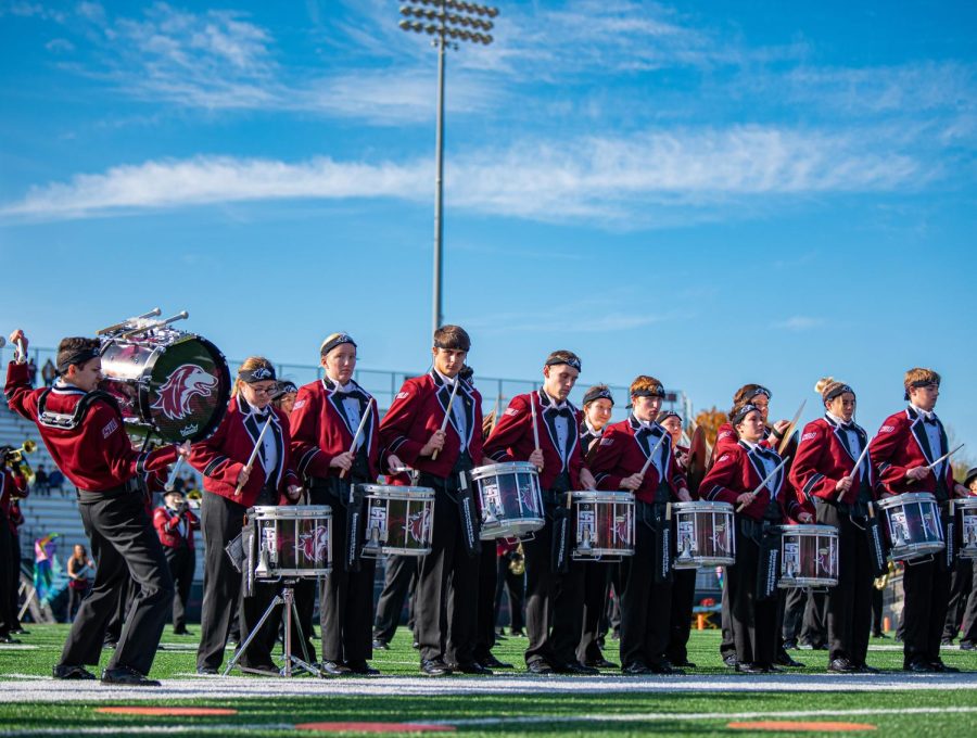 The Marching Salukis play their last halftime football performance for the year  during SIUs 18-35 loss vs. Youngstown State during Senior Day Saturday, Nov. 20, 2021 at Saluki Stadium at SIU.  