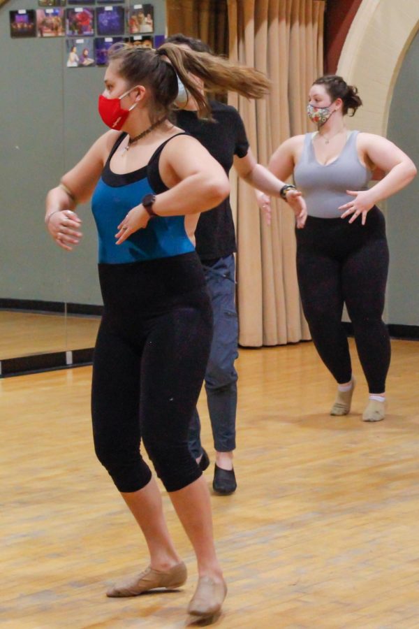 Students practice in a musical theater class at Altgeld Hall Jan. 28, 2022 at SIU in Carbondale, Ill.
