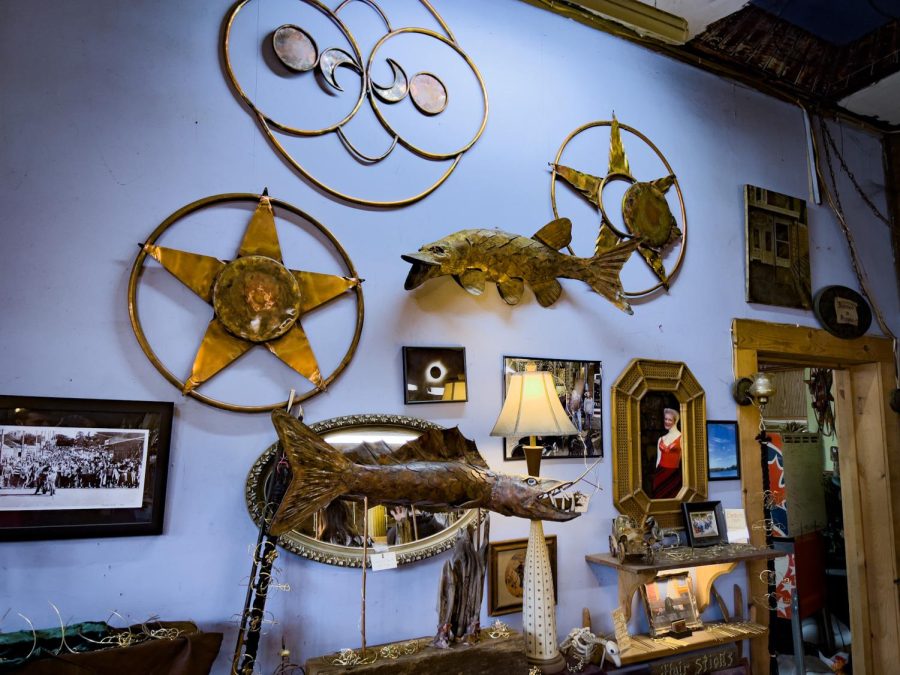 Wall of art created by hand in the shop at Bronze Art Sculpture the black smith shop in Makanda Trading Company March 21, 2022 in Makanda, Ill.
