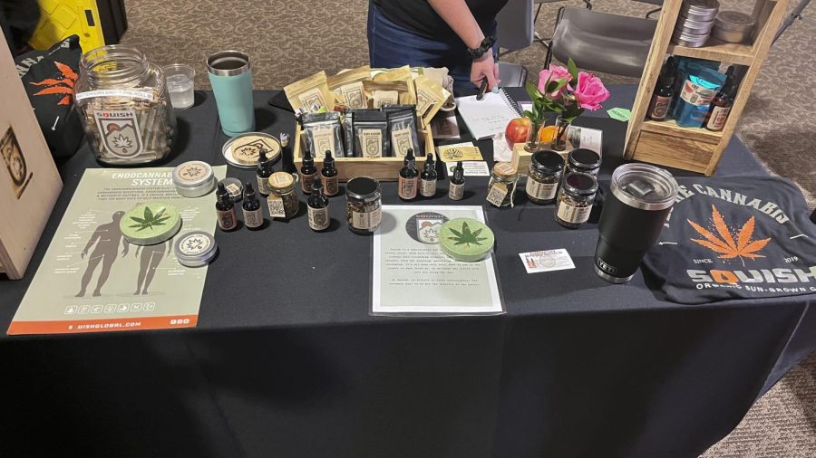Cannabis products lay on display on a table Sept. 18th, 2022 in the Student Center in Carbondale, Ill.