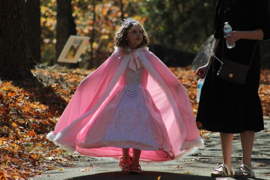 Young girl dresses up as a princess at The Haunted Hollow event Oct. 23, 2022 at Touch of Nature in Makanda, Ill. “Aurora is my favorite!” she said. 