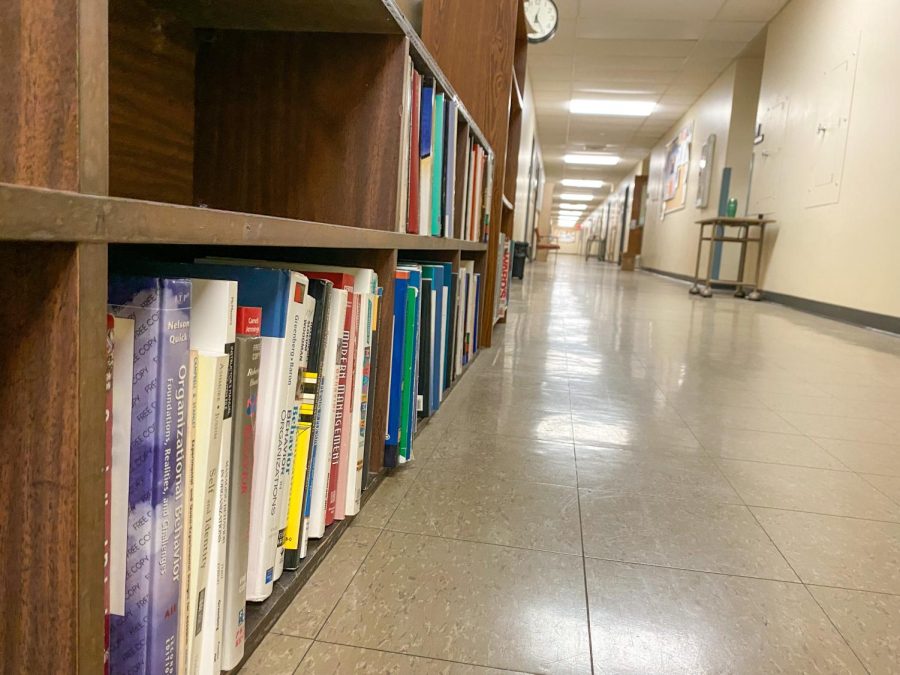 Dozens of books are reshelved on the third floor of Life Science II Jan. 12, 2023 at Southern Illinois University in Carbondale, Ill. 