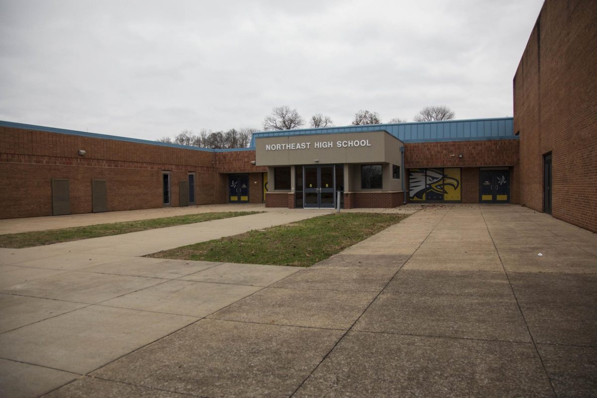 Northeast High School stands as the base of the American Red Cross and a shelter for those who lost their home in the Clarksville tornado Dec. 10, 2023 in Clarksville, Tennessee. 